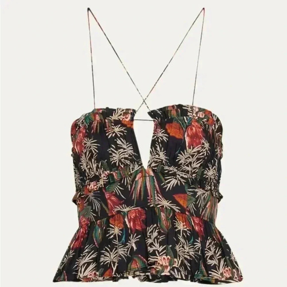 NWT Ulla Johnson Kitty Peplum Top Anthurium Black 6 - Picture 2 of 8